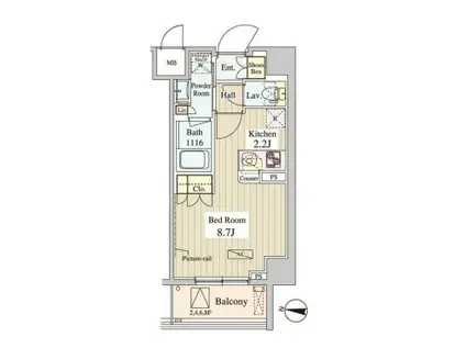 早稲田アパートメント(1K/2階)の間取り写真