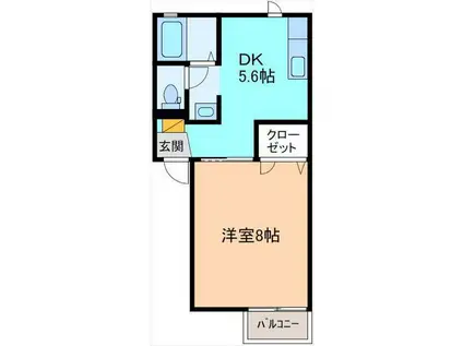 コータコート(1DK/1階)の間取り写真