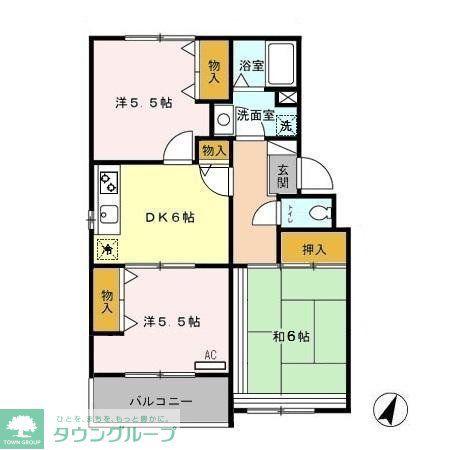 グリーンパークマルオカ(3DK/3階)の間取り写真