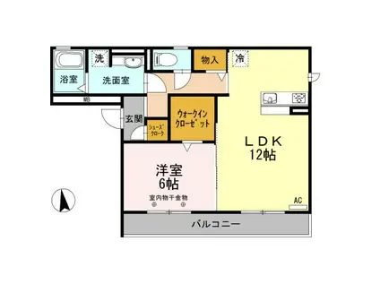 ハピネス上条(1LDK/3階)の間取り写真