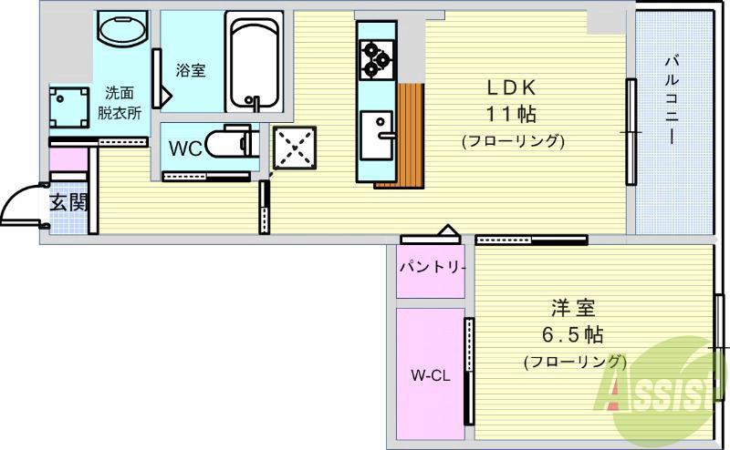 エステラス(1LDK/2階)の間取り写真