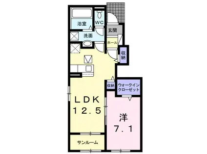 ヴェル・モカII(1LDK/1階)の間取り写真