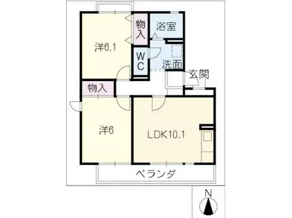 グランシャリオ(2LDK/1階)の間取り写真