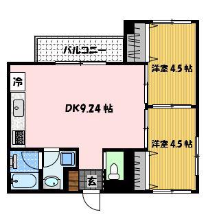 アミティ女神(2LDK/2階)の間取り写真