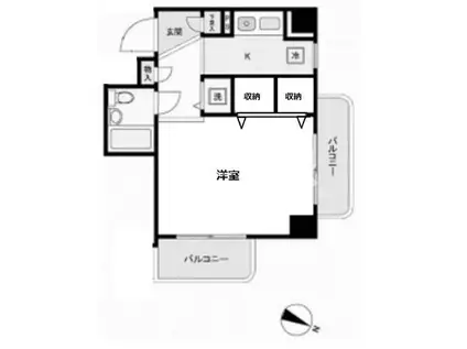 パレ・ドール検見川(ワンルーム/5階)の間取り写真