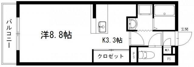 バンテージおりど(1K/2階)の間取り写真