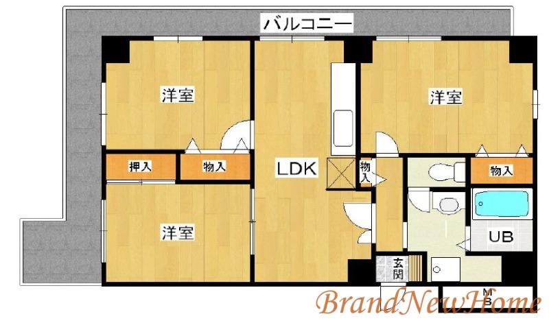 サンポートハイム堺(3LDK/6階)の間取り写真