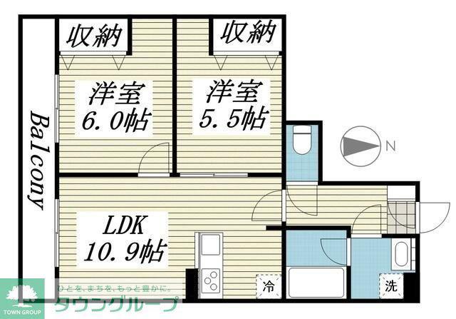 スカイタウンR(2LDK/3階)の間取り写真