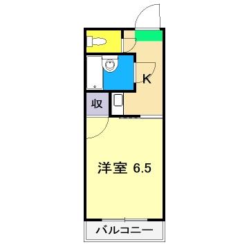 朝倉ルートハイツ(1K/2階)の間取り写真