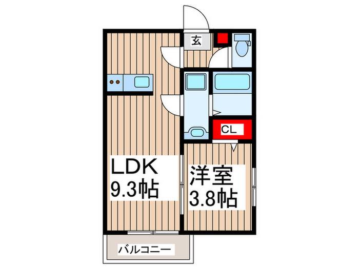 イガドノ北越谷(1LDK/1階)の間取り写真