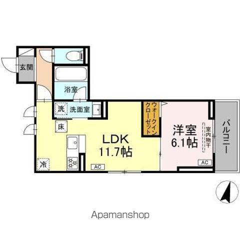 D PAINA 木月住吉町(1LDK/1階)の間取り写真
