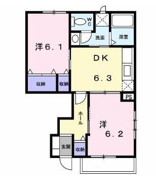 ペガサス弐番館(2DK/1階)の間取り写真