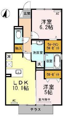 D‐ROOMことひら(2LDK/1階)の間取り写真