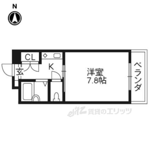 グレーシャス23(1K/4階)の間取り写真