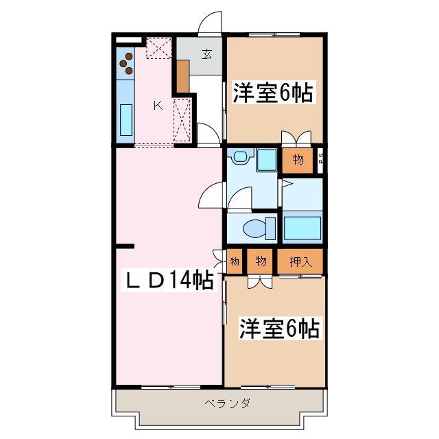ナカタマンションナウ3(2LDK/4階)の間取り写真