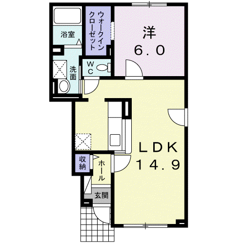 B・Bグレイス(1LDK/1階)の間取り写真