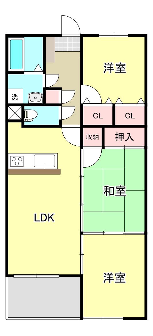 新白河パークハウスI(3LDK/3階)の間取り写真