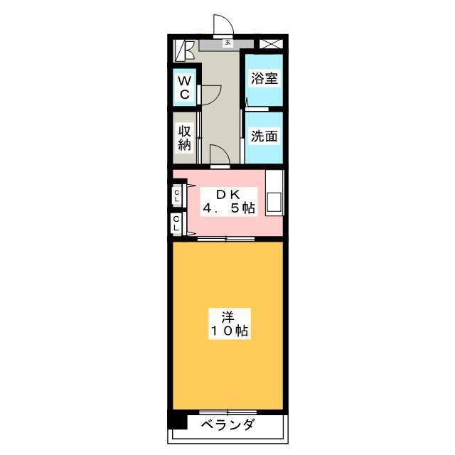 TRES知多半田(1DK/2階)の間取り写真