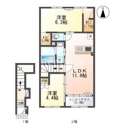 ブルーシャトー(2LDK/2階)の間取り写真