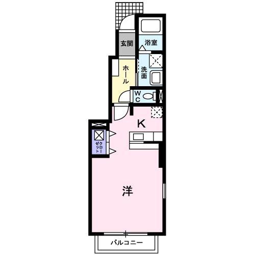 アクテュエル・SII(ワンルーム/1階)の間取り写真