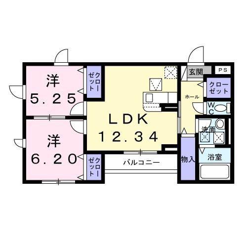 ニューエブリー(2LDK/2階)の間取り写真
