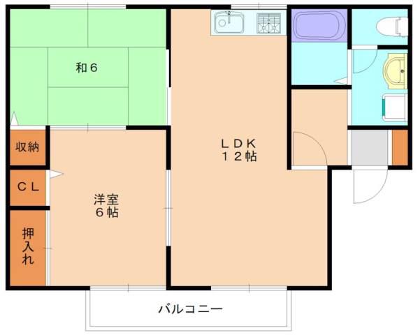 セジュール宗像(2LDK/2階)の間取り写真