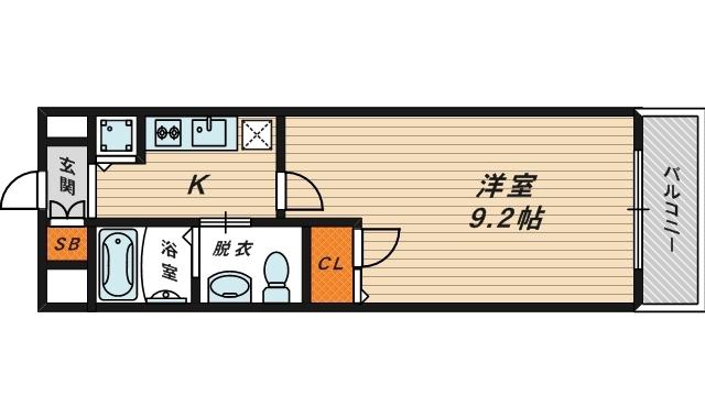 ルクレ京橋(1K/12階)の間取り写真