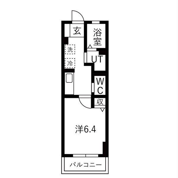 ルミエール県立女子大前B(1K/2階)の間取り写真