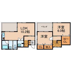 西小岩3丁目アパート(2LDK/1階)の間取り写真