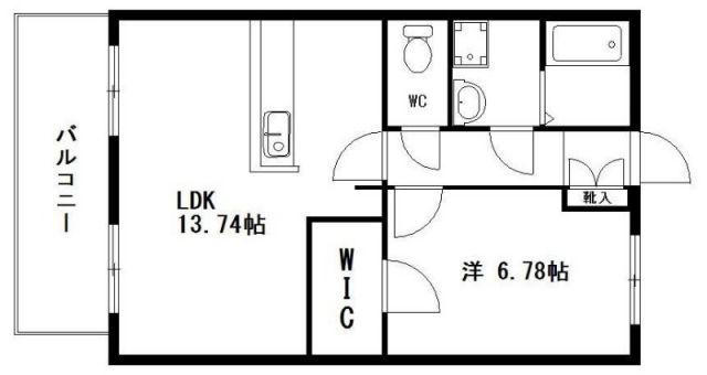 サウスコート(1LDK/1階)の間取り写真