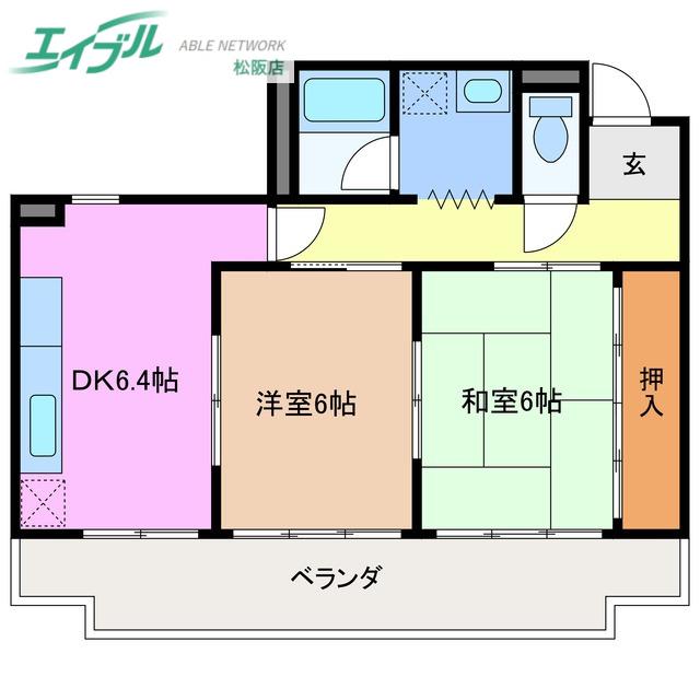 エスポア21(2DK/2階)の間取り写真
