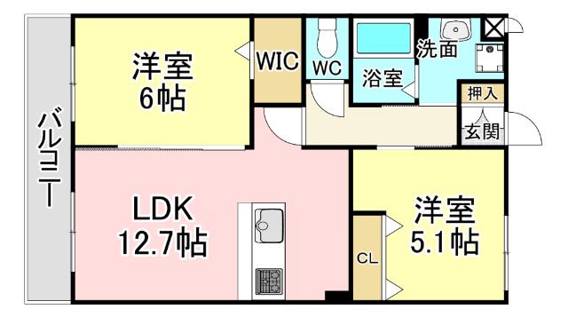 CITRUS TREE(2LDK/5階)の間取り写真