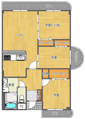 ピアパレス王子(3LDK/5階)の間取り写真