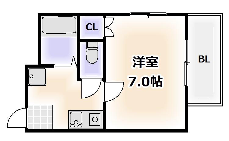 リュービック(1K/4階)の間取り写真