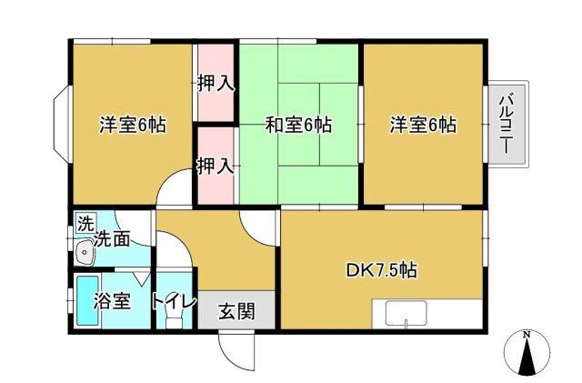 ハウス新町(3DK/2階)の間取り写真