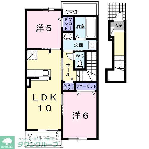 リーヴ プロムナード(2LDK/2階)の間取り写真