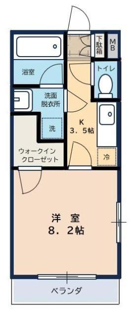 スリーライト(1K/2階)の間取り写真