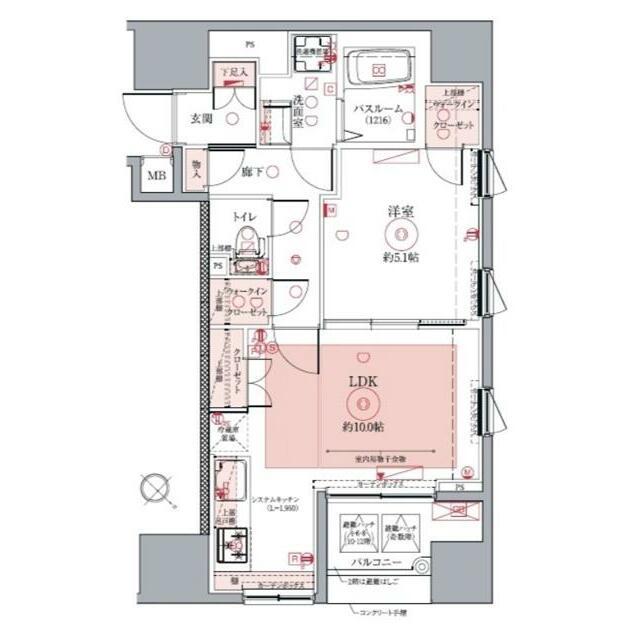 ドムス・スタイル銀座東 部屋番号601(1LDK/6階)の間取り写真