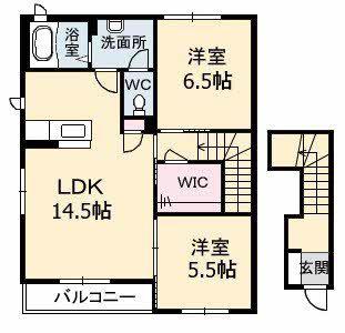 グランドメゾン仲 弐番館(2LDK/2階)の間取り写真