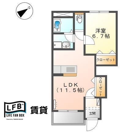 ムーンクリスタル(1LDK/1階)の間取り写真