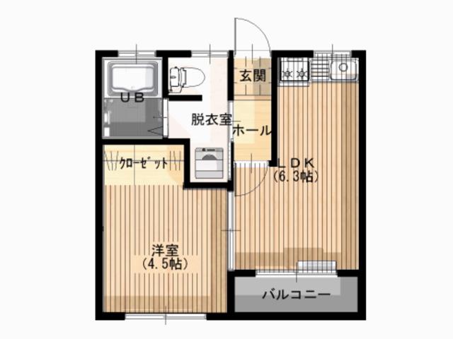 ビラフジヤ(1LDK/1階)の間取り写真