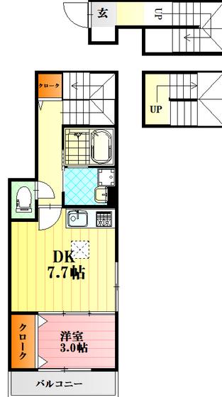 SHAMBRE古市A棟(1DK/3階)の間取り写真