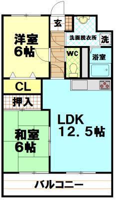 ポレール前田(2LDK/3階)の間取り写真