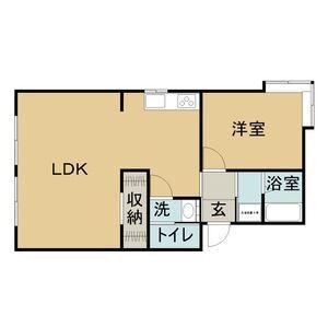 パラシオン城下(1LDK/1階)の間取り写真