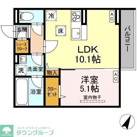 ASSET-COURT立川上砂町5丁目 A棟(1LDK/1階)の間取り写真