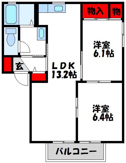 DIAS ASANO(2LDK/2階)の間取り写真