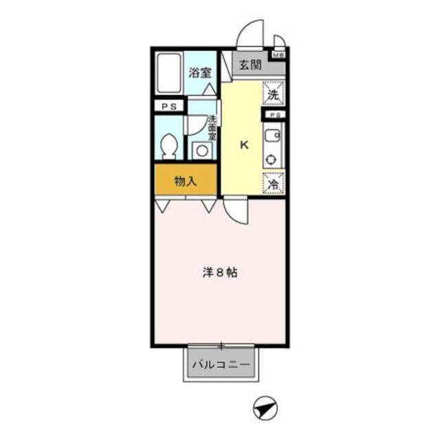 イーストヴィラ(1K/2階)の間取り写真