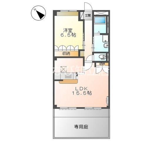 ハピネス久伝原(1LDK/1階)の間取り写真