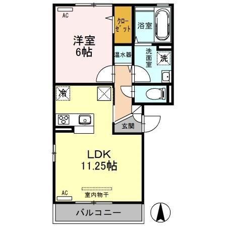 アネシス駅南(1LDK/1階)の間取り写真