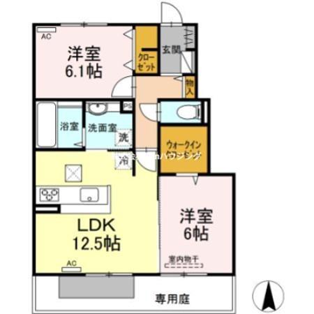 JR徳島線 佐古駅 徒歩12分 2階建 築12年(2LDK/1階)の間取り写真